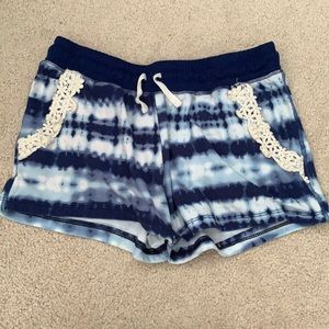 Blue and White TieDye Shorts